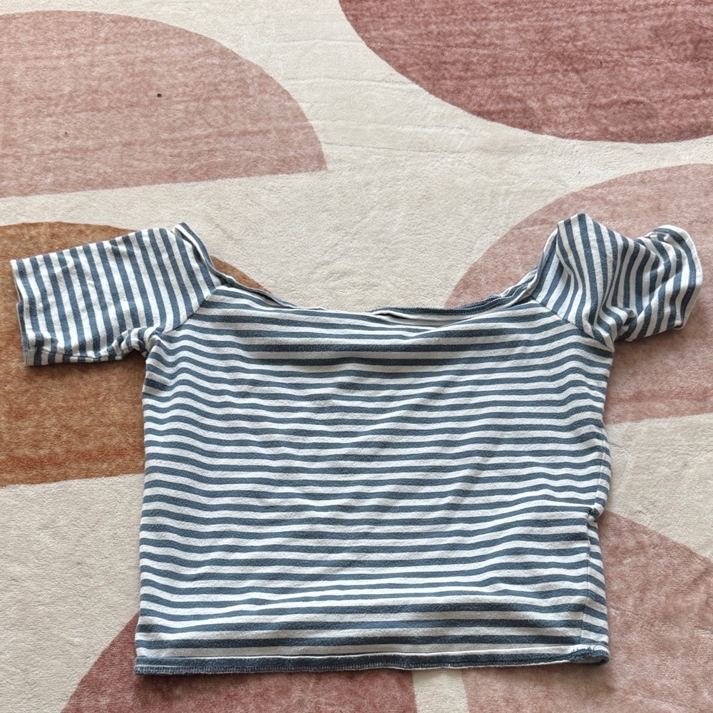 Abercrombie & Fitch Blue and White Striped Crop Top